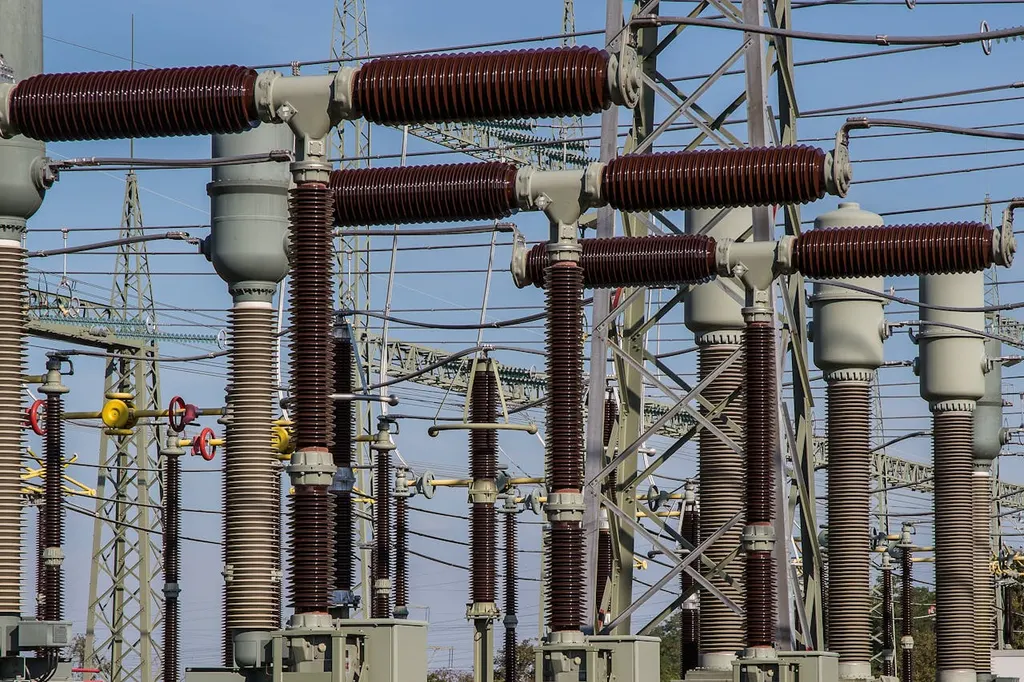 Subestación eléctrica industrial para inspección con drone y cámara térmica